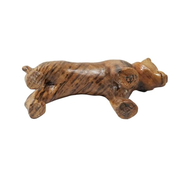 Hand Carved Wooden Tiger Figurine Animal Decor Wood Cat Bill Payne Oklahoma - Picture 7 of 8